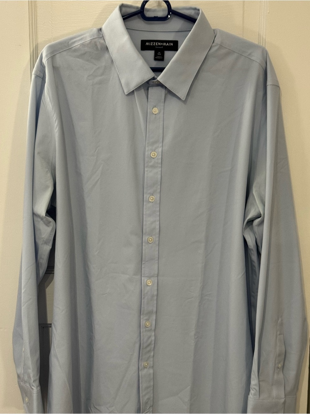 Mizzen+Main Leeward Light Blue Men's Stretch Dress Shirt XL Trim